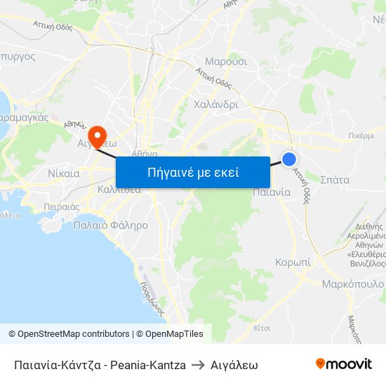 Παιανία-Κάντζα - Peania-Kantza to Αιγάλεω map