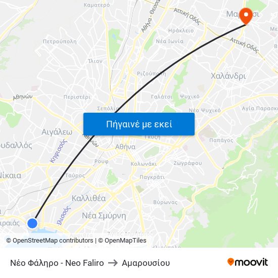 Νέο Φάληρο - Neo Faliro to Αμαρουσίου map
