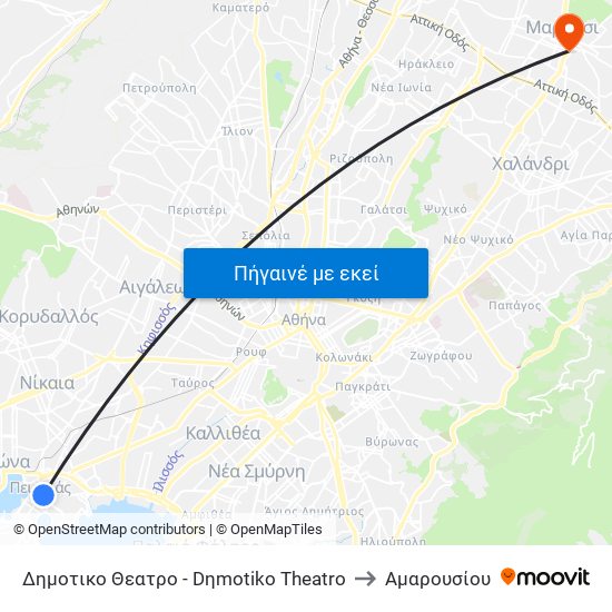 Δημοτικο Θεατρο - Dηmotiko Theatro to Αμαρουσίου map