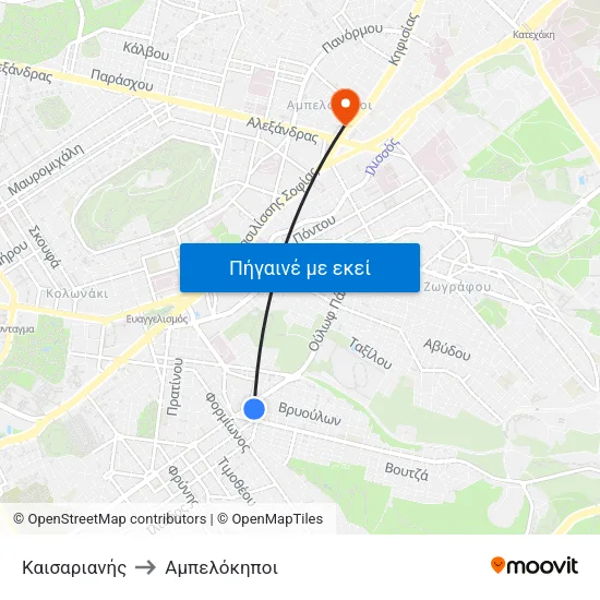 Καισαριανής to Αμπελόκηποι map
