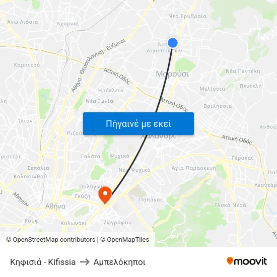 Κηφισιά - Kifissia to Αμπελόκηποι map