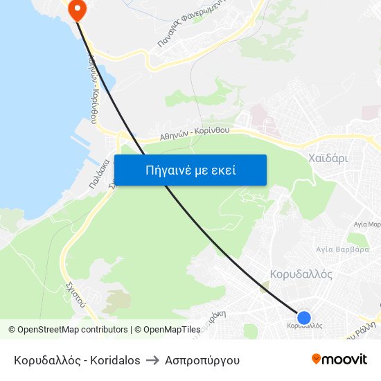 Κορυδαλλός - Koridalos to Ασπροπύργου map