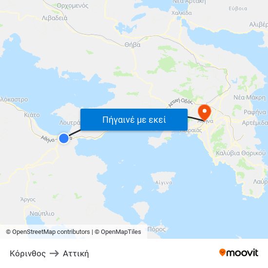 Κόρινθος to Αττική map