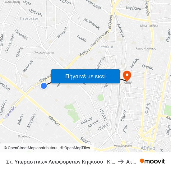 Στ. Υπεραστικων Λεωφορειων Κηφισου - Kifisos Intercity Bus Station to Αττική map