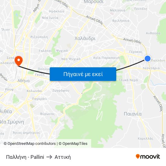 Παλλήνη - Pallini to Αττική map