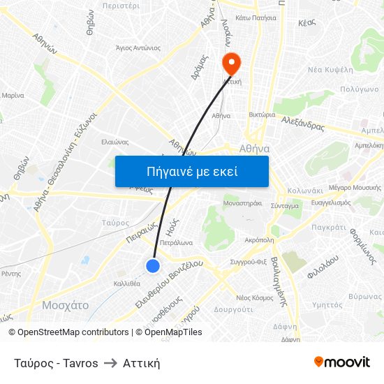 Ταύρος - Tavros to Αττική map