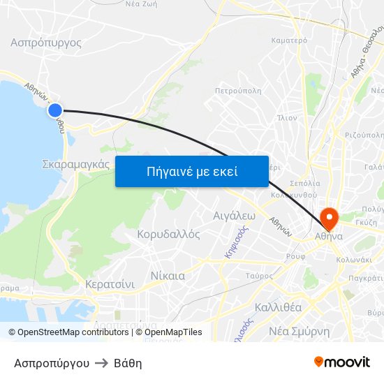 Ασπροπύργου to Βάθη map