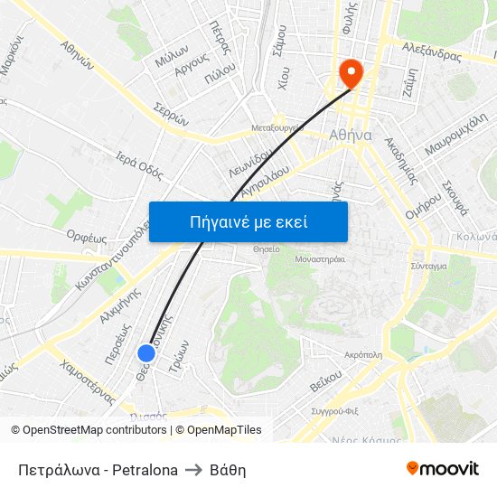 Πετράλωνα - Petralona to Βάθη map