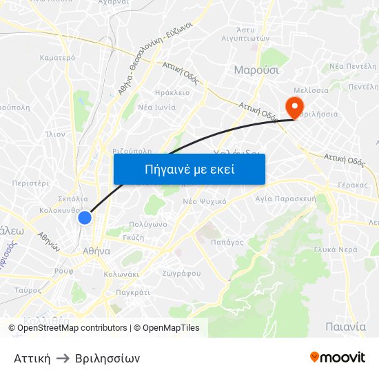 Αττική to Βριλησσίων map