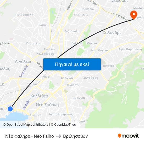 Νέο Φάληρο - Neo Faliro to Βριλησσίων map