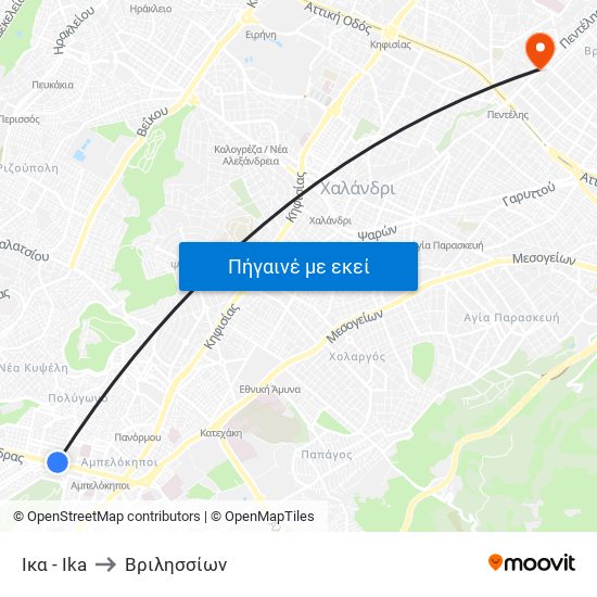 Ικα - Ika to Βριλησσίων map