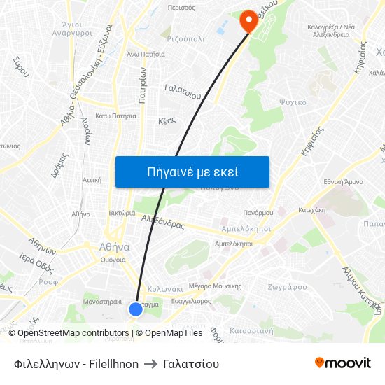 Φιλελληνων - Filellhnon to Γαλατσίου map
