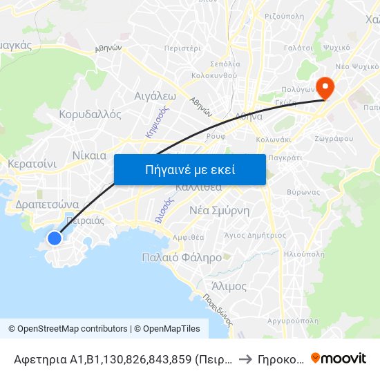 Αφετηρια Α1,Β1,130,826,843,859 (Πειραιασ) - Peiraias to Γηροκομείο map