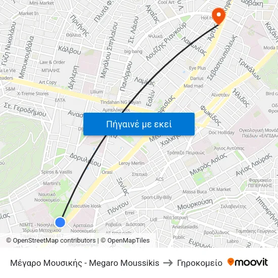 Μέγαρο Μουσικής - Megaro Moussikis to Γηροκομείο map
