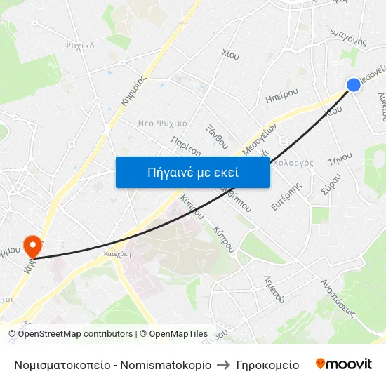 Νομισματοκοπείο - Nomismatokopio to Γηροκομείο map