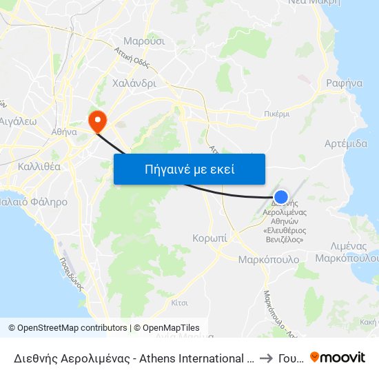 Αεροδρόμιο - Airport to Γουδί map