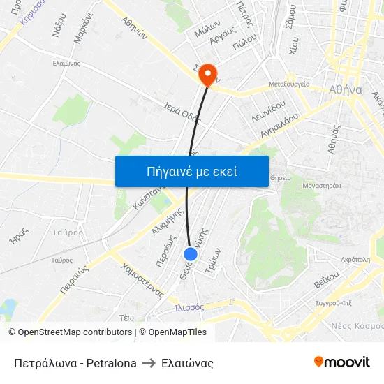Πετράλωνα - Petralona to Ελαιώνας map
