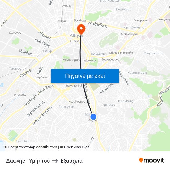 Δάφνης - Υμηττού to Εξάρχεια map