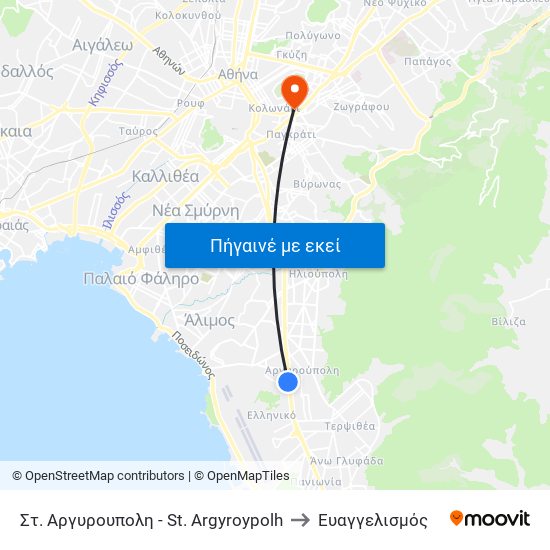 Στ. Αργυρουπολη - St. Argyroypolh to Ευαγγελισμός map