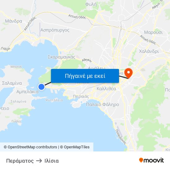 Περάματος to Ιλίσια map