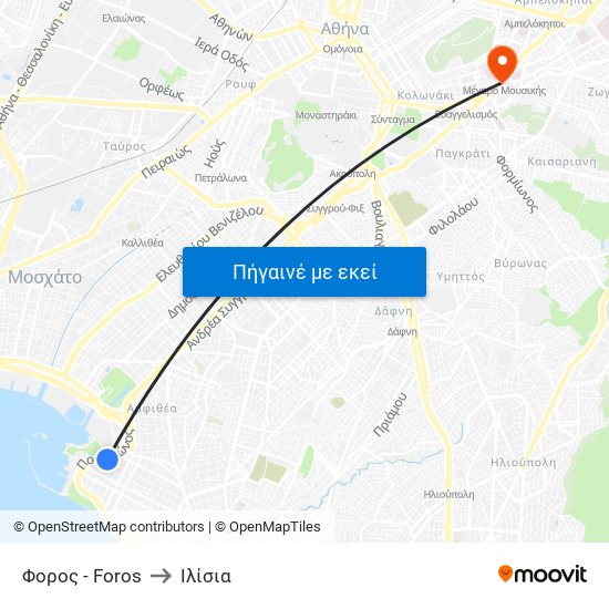 Φορος - Foros to Ιλίσια map