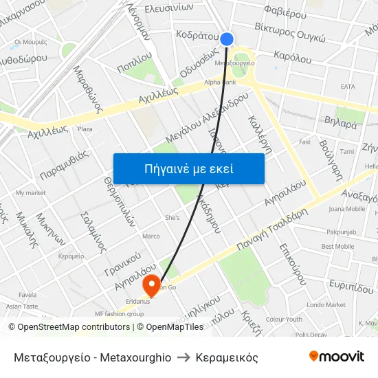 Μεταξουργείο - Metaxourghio to Κεραμεικός map