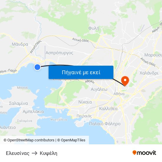 Ελευσίνας to Κυψέλη map