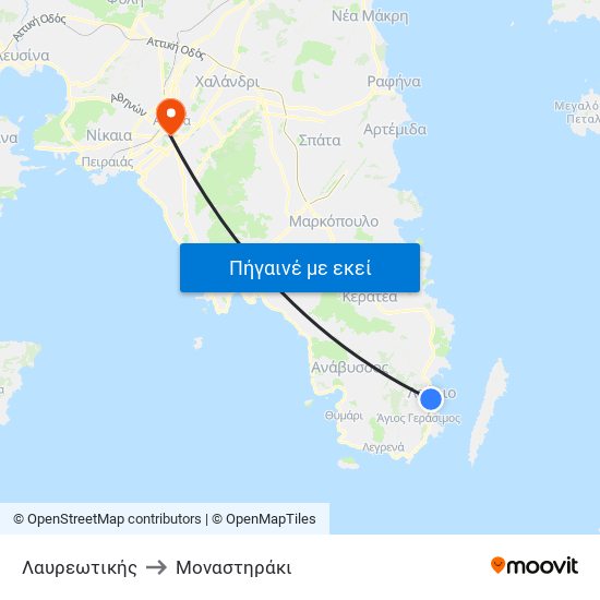 Λαυρεωτικής to Μοναστηράκι map