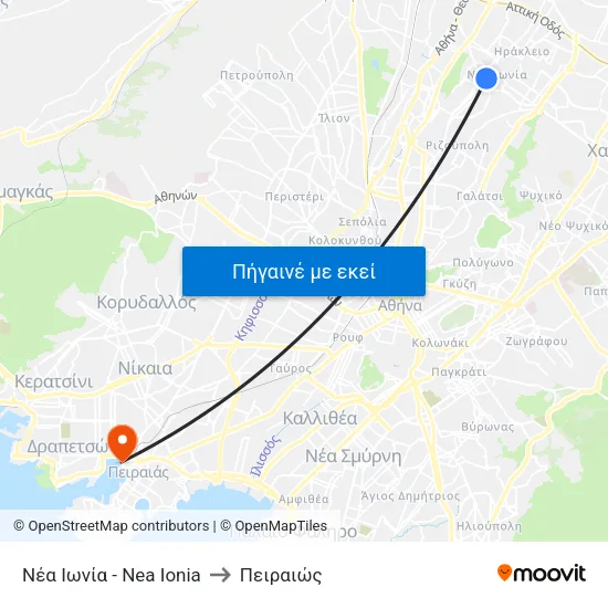 Νέα Ιωνία - Nea Ionia to Πειραιώς map