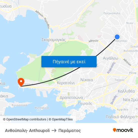 Ανθούπολη- Anthoupoli to Περάματος map