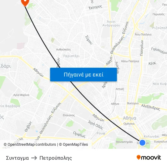 Συνταγμα to Πετρούπολης map