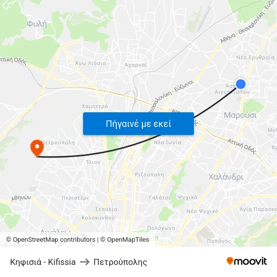 Κηφισιά - Kifissia to Πετρούπολης map