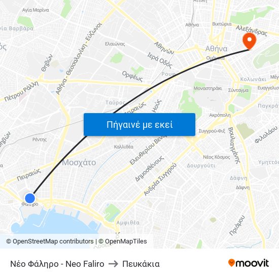 Νέο Φάληρο - Neo Faliro to Πευκάκια map