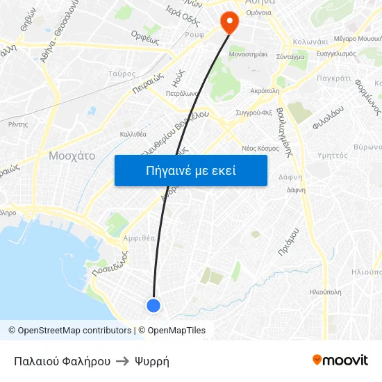 Παλαιού Φαλήρου to Ψυρρή map