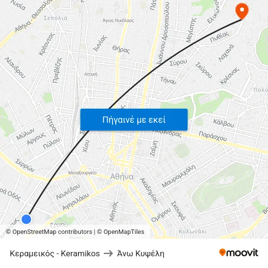 Κεραμεικός - Keramikos to Άνω Κυψέλη map