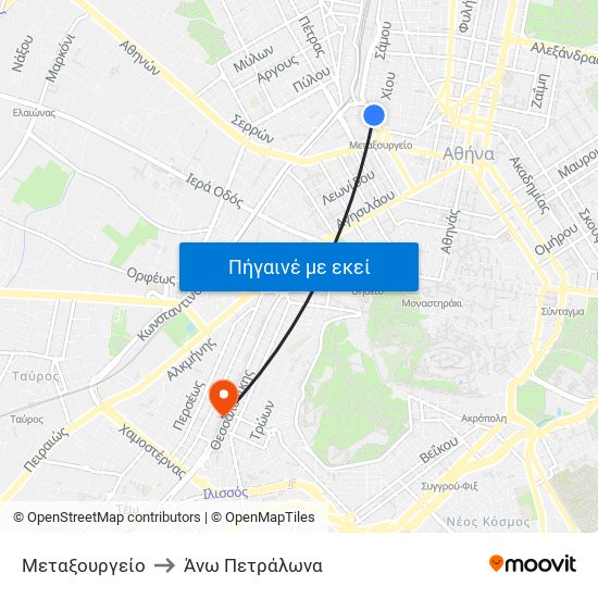Μεταξουργείο to Άνω Πετράλωνα map
