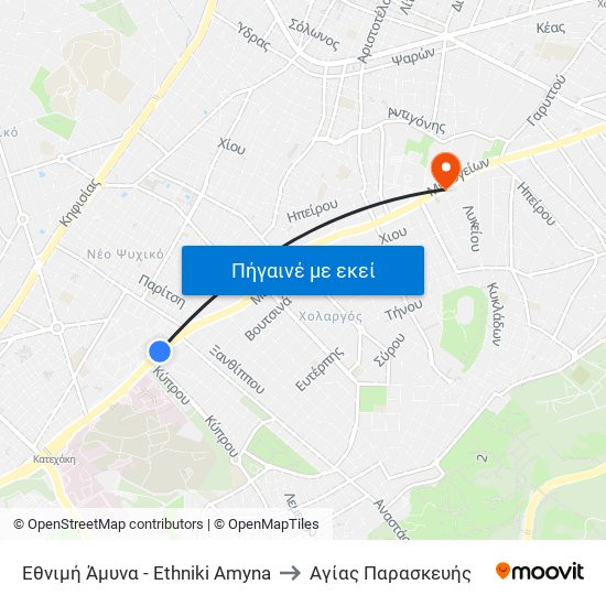 Εθνιμή Άμυνα - Ethniki Amyna to Αγίας Παρασκευής map