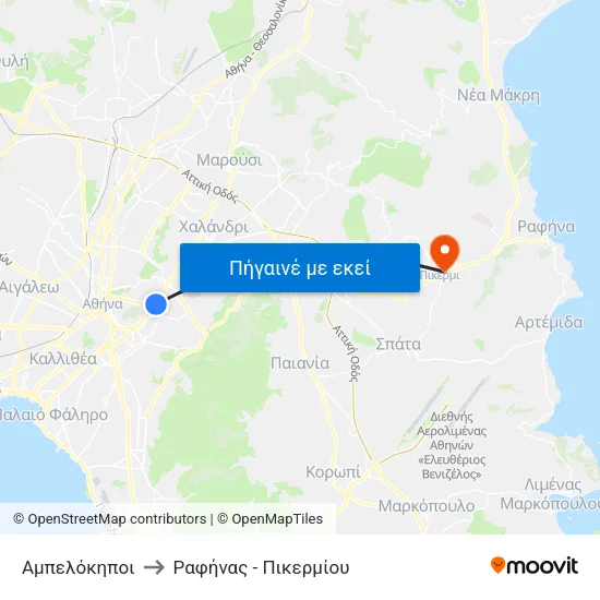 Αμπελόκηποι to Ραφήνας - Πικερμίου map