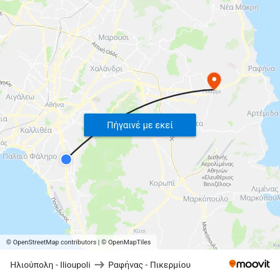 Ηλιούπολη - Ilioupoli to Ραφήνας - Πικερμίου map