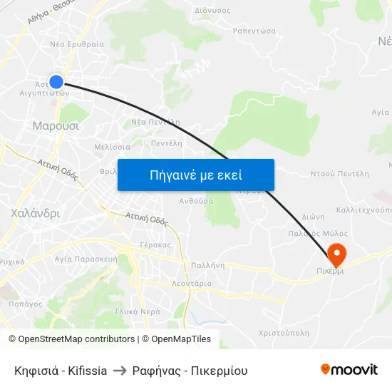 Κηφισιά - Kifissia to Ραφήνας - Πικερμίου map