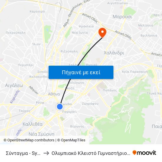 Σύνταγμα - Syntagma to Ολυμπιακό Κλειστό Γυμναστήριο Νίκος Γκάλης map