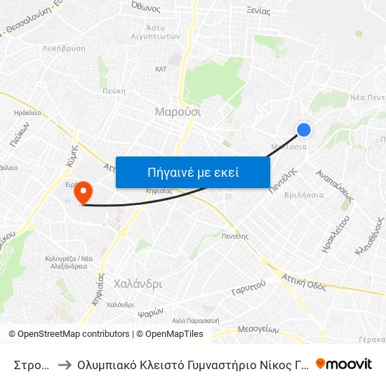 Στροφη to Ολυμπιακό Κλειστό Γυμναστήριο Νίκος Γκάλης map