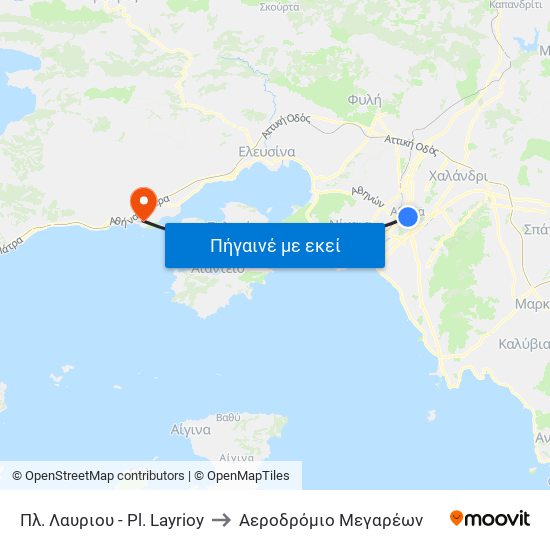 Πλ. Λαυριου - Pl. Layrioy to Αεροδρόμιο Μεγαρέων map