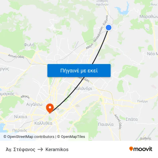 Άγ. Στέφανος to Keramikos map