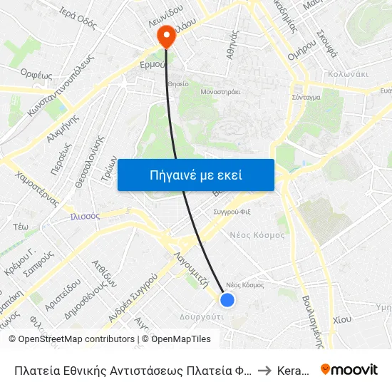 Πλατεία Εθνικής Αντιστάσεως Πλατεία Φάρου (Δημοτική Στάση) to Keramikos map