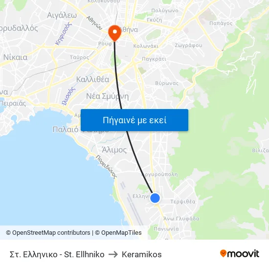Στ. Ελληνικο - St. Ellhniko to Keramikos map