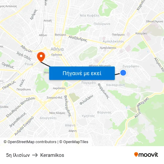 5η Ιλισίων to Keramikos map
