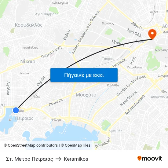 Στ. Μετρό Πειραιάς to Keramikos map