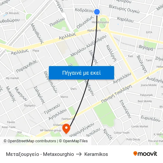 Μεταξουργείο - Metaxourghio to Keramikos map