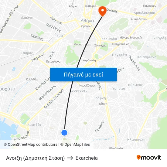 Ανοιξη (Δημοτική Στάση) to Exarcheia map